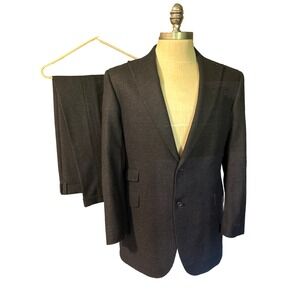 Vtg Arnold Brant Loro Piana Navy Wool Blend Tweed Mens 40R 2 Pc Suit Cuff 34x29